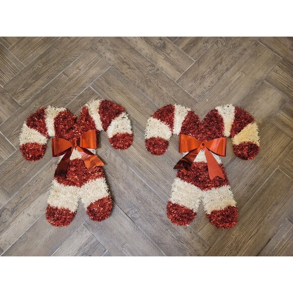 Vintage 21” Tinsel Candy Cane with Large Bow Decor - Picture 10 of 12